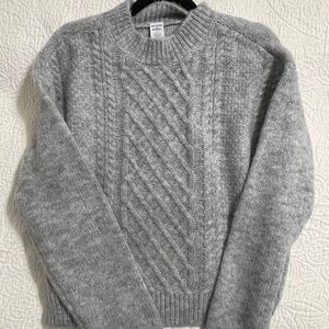Melrose and Market Gray Cable Knit Women's Sweater